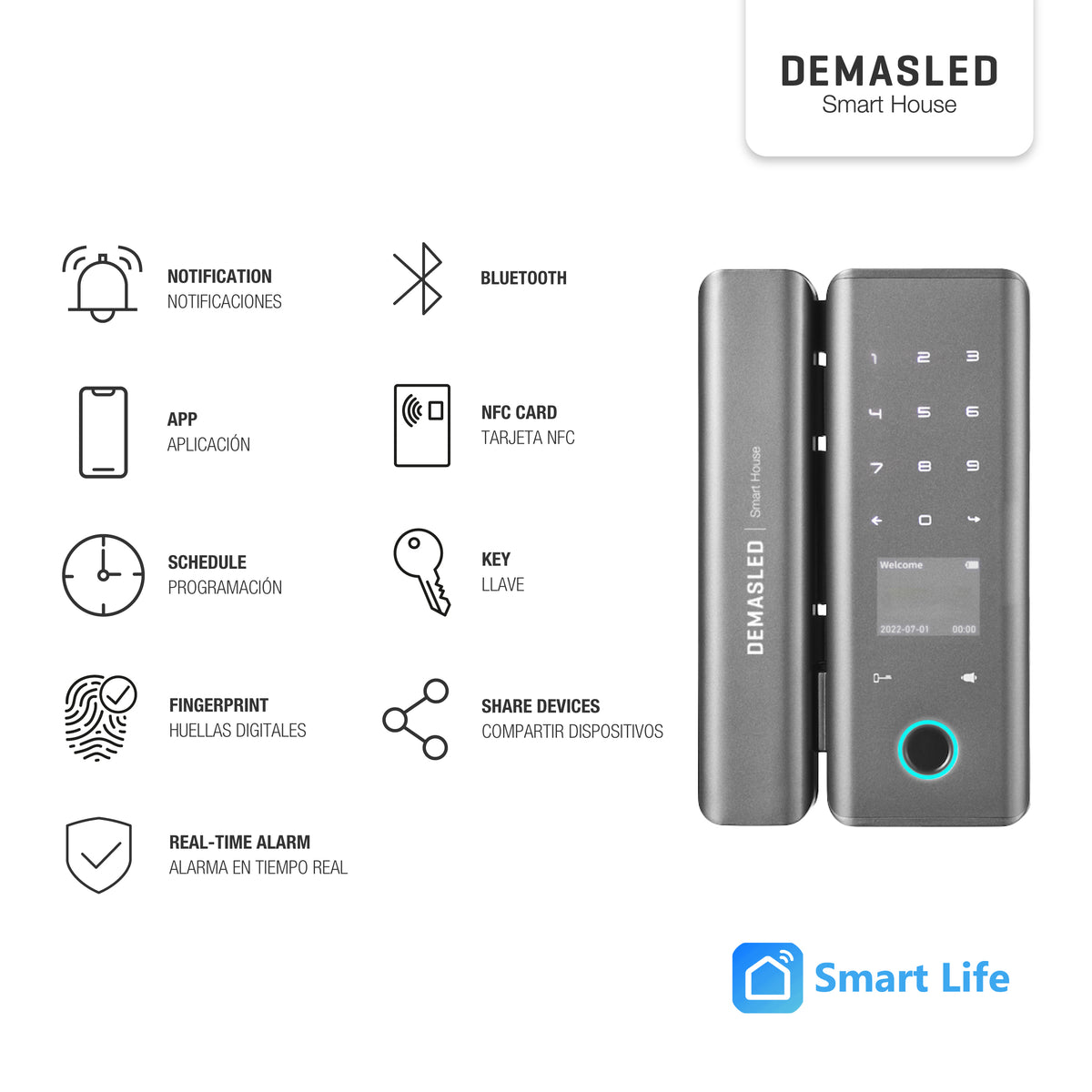 Mini Cerradura Biométrica para Blindex