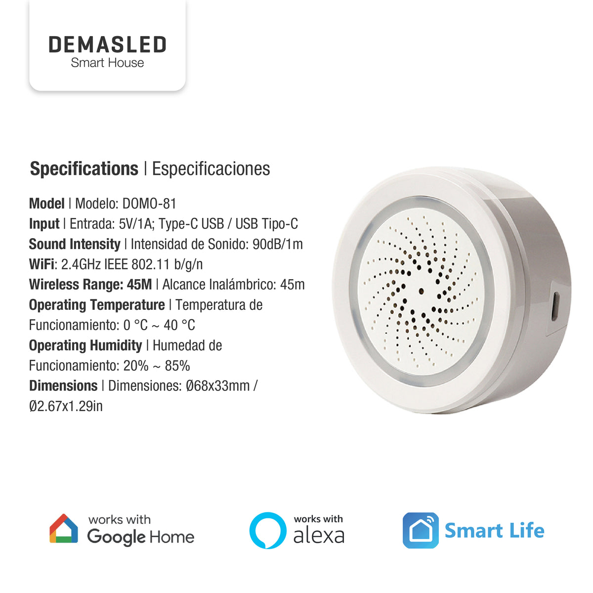 Sirena de Alarma WiFi 100dB
