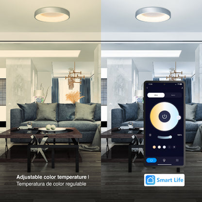 Plafón LED Inteligente Redondo 48W, Níquel
