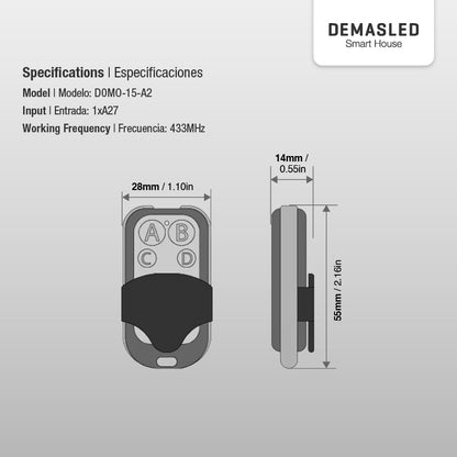 Control Remoto Universal RF 433MHz