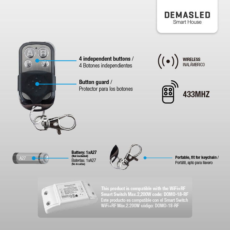 Control Remoto Universal RF 433MHz