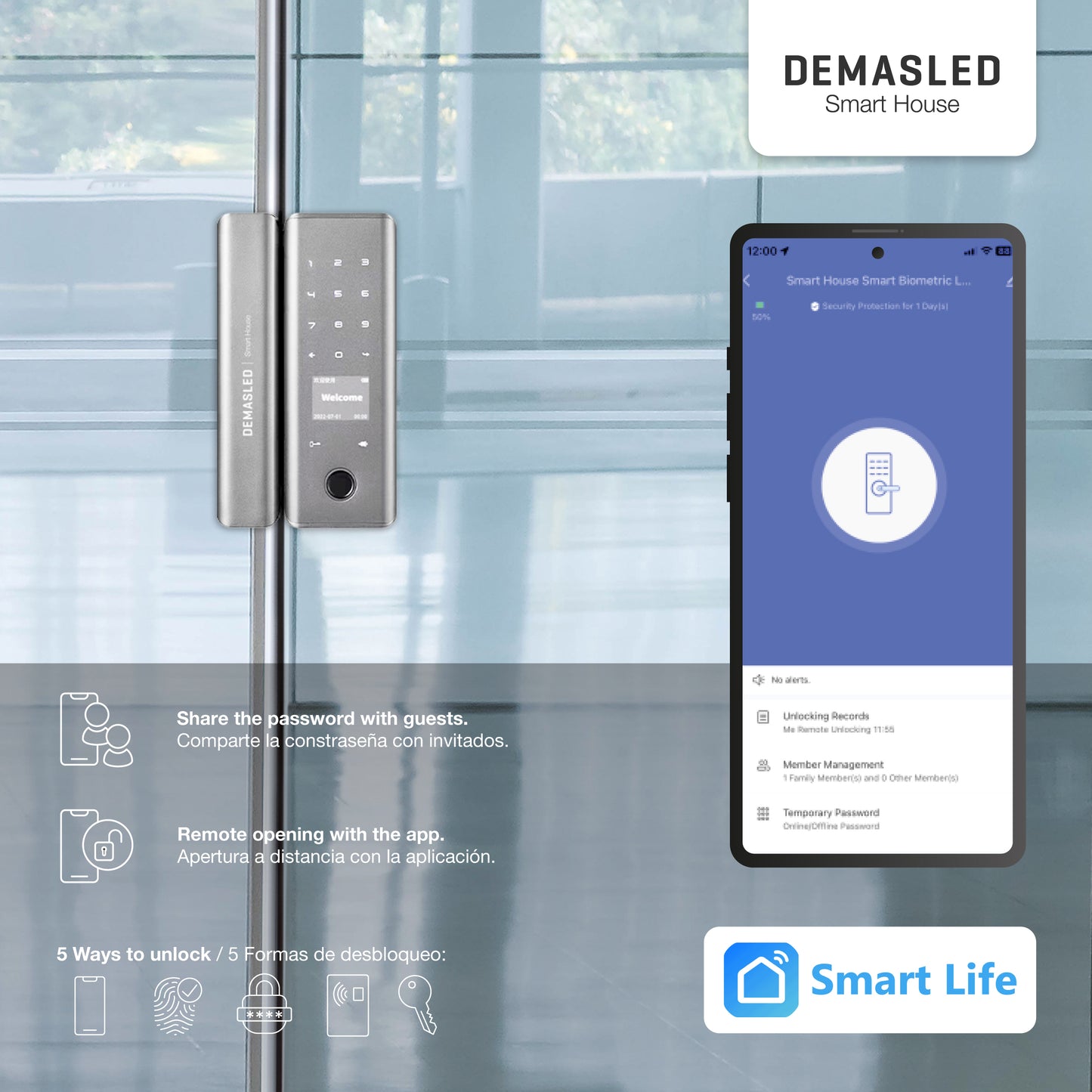 Mini Cerradura Biométrica para Blindex