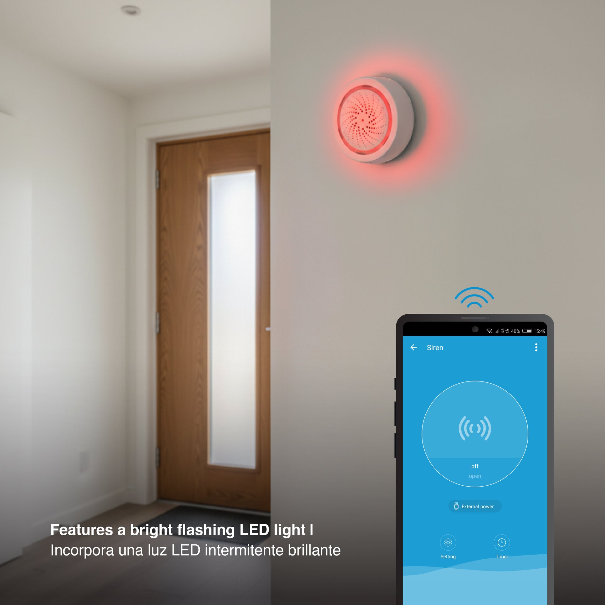 Sirena de Alarma WiFi 100dB