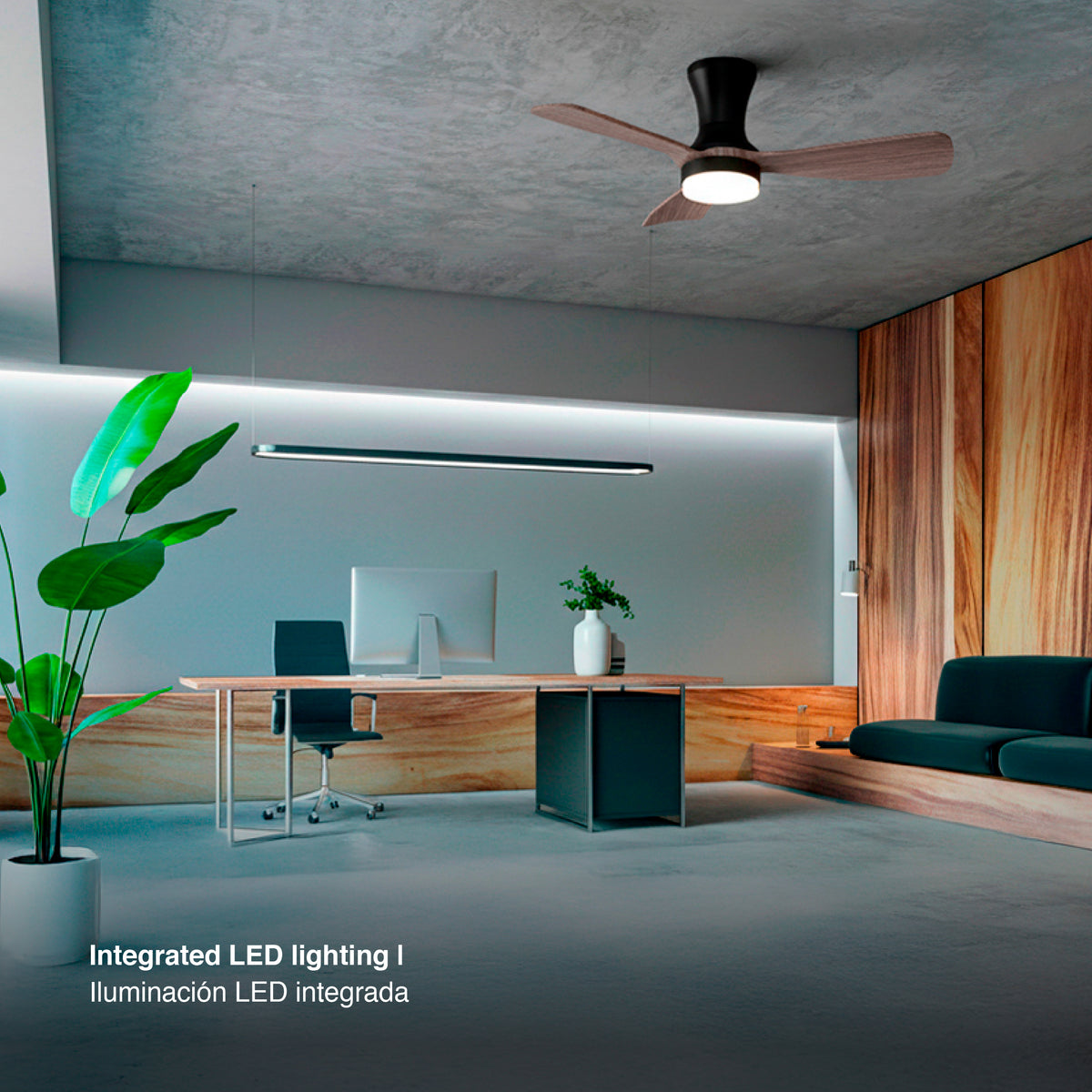 Ventilador de Techo con Luz LED Ø92cm, Madera Oscura
