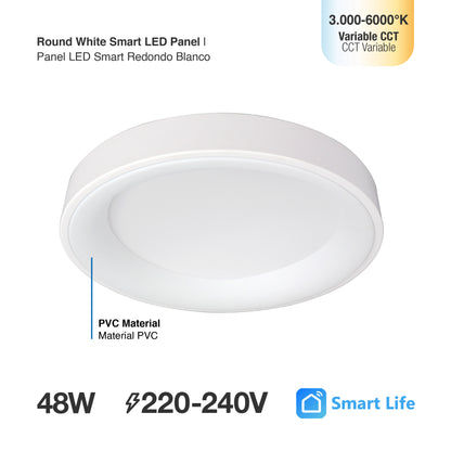 Plafón LED Inteligente Redondo 48W, Blanco