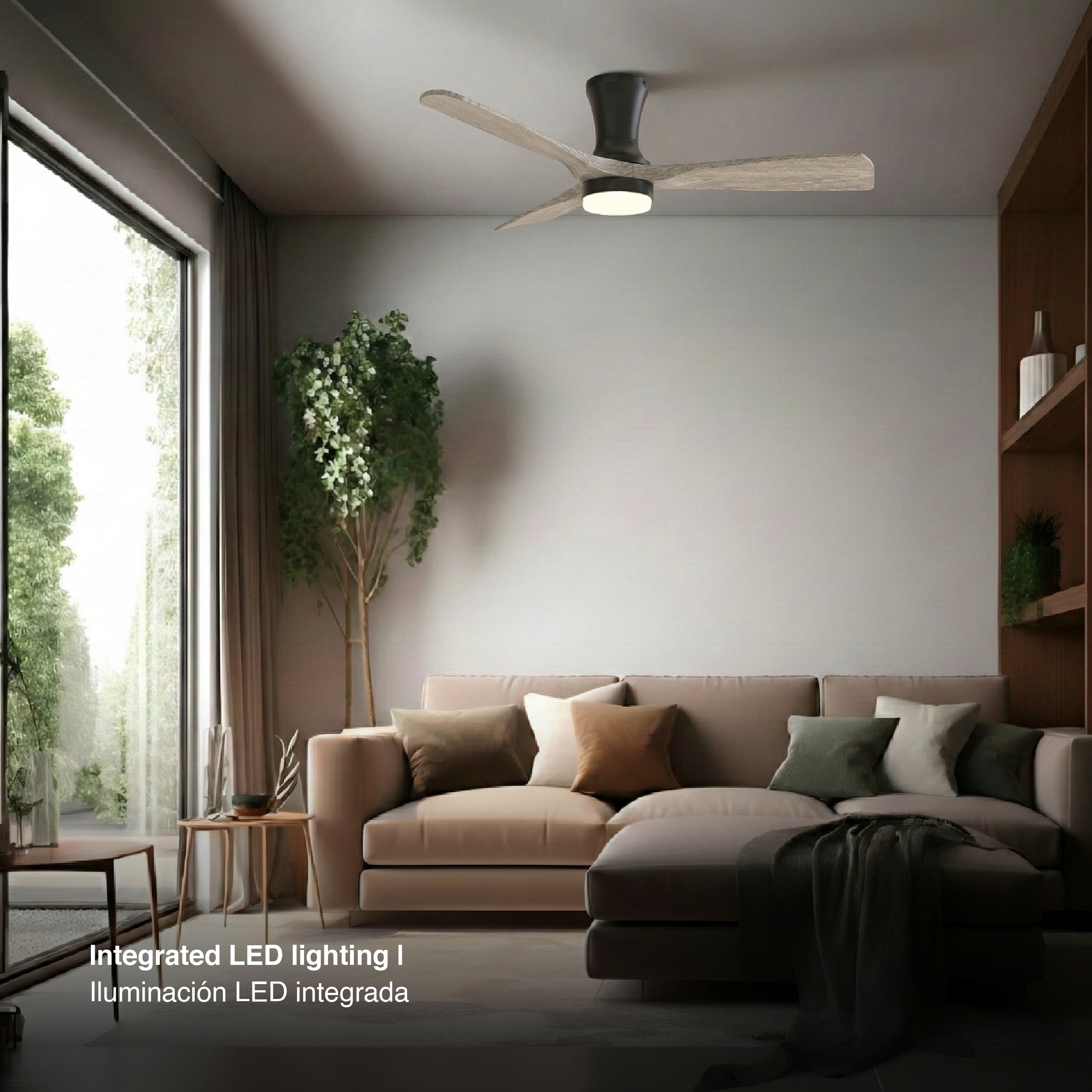 Ventilador de Techo Inteligente Ø130cm, Madera Oscura
