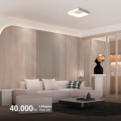 Plafón LED Inteligente Cuadrado 32W, Blanco