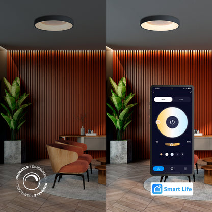 Plafón LED Inteligente Redondo 48W, Negro