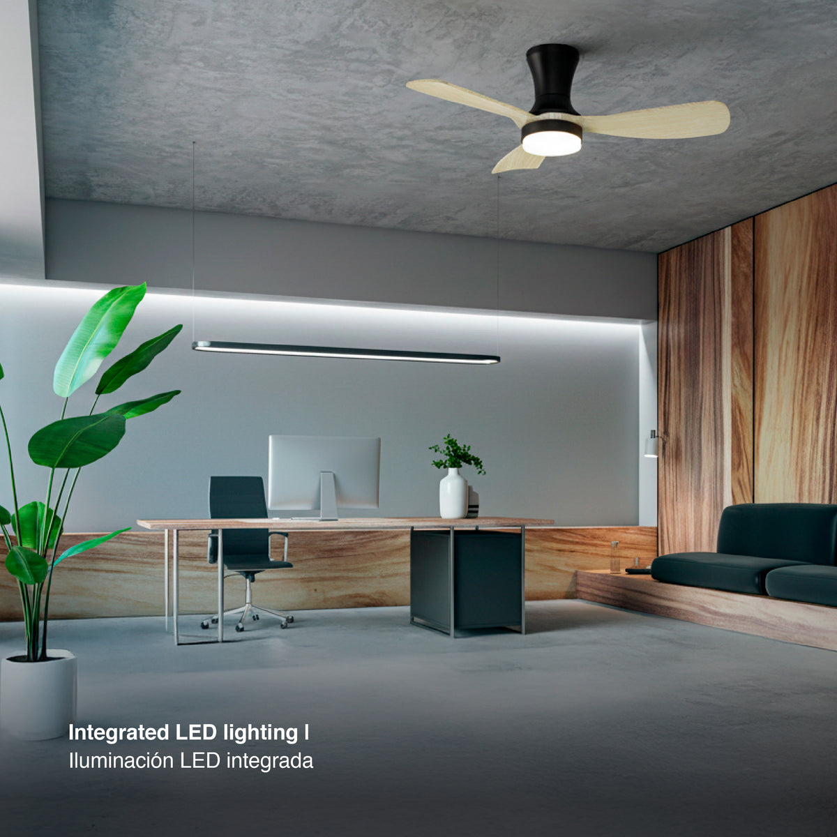 Ventilador de Techo con Luz LED Ø92cm, Madera Clara