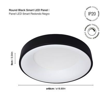 Plafón LED Inteligente Redondo 48W, Negro
