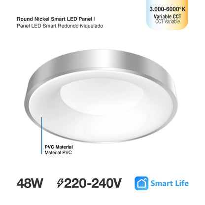 Plafón LED Inteligente Redondo 48W, Níquel