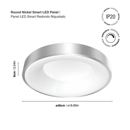 Plafón LED Inteligente Redondo 48W, Níquel