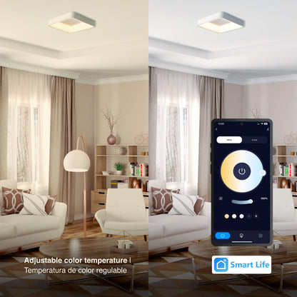 Plafón LED Inteligente Cuadrado 32W, Blanco