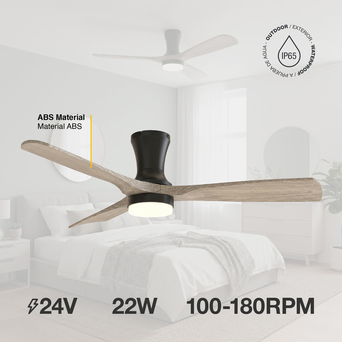 Ventilador de Techo Inteligente Ø130cm, Madera Oscura