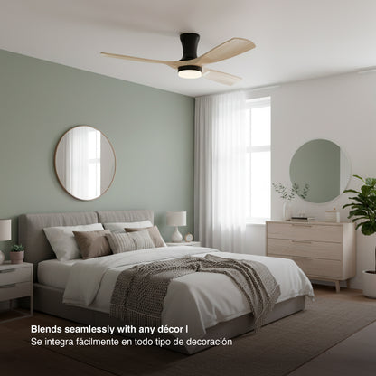 Ventilador de Techo Inteligente Ø130cm, Madera Clara