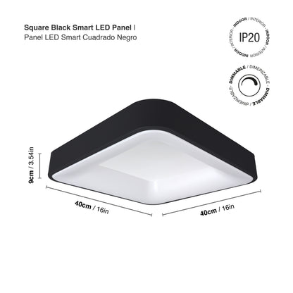 Plafón LED Inteligente Cuadrado 32W, Negro