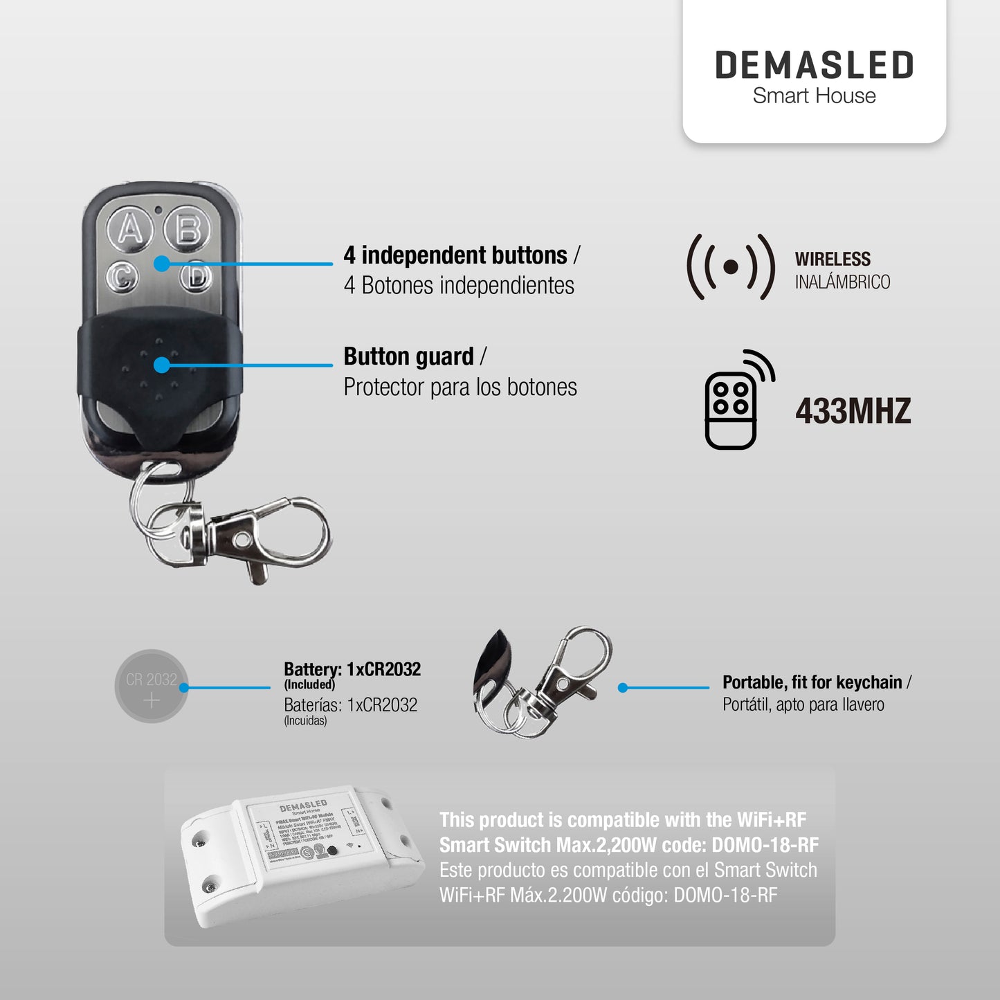 Control Remoto Universal RF 433MHz