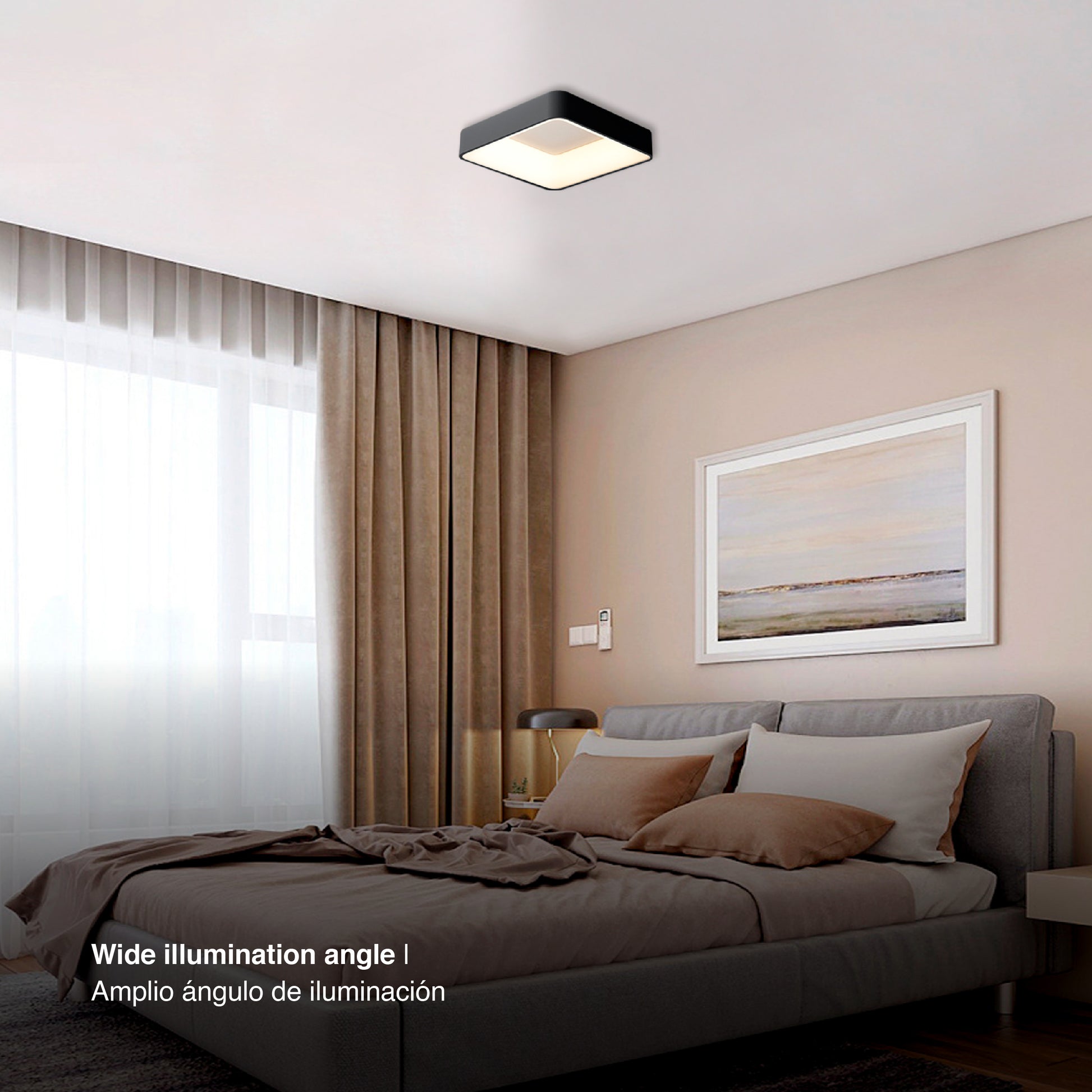 Plafón LED Inteligente Cuadrado 32W, Negro