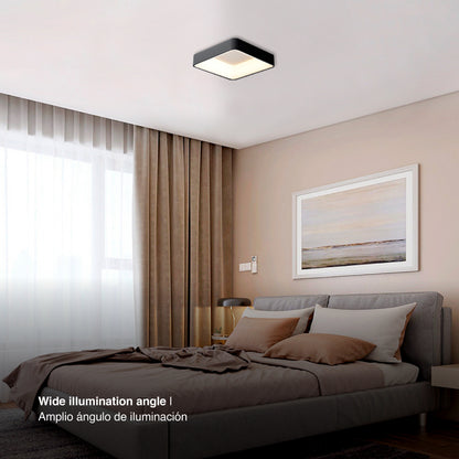 Plafón LED Inteligente Cuadrado 32W, Negro