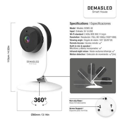 Cámara Smart WIFI Demasled de interior. 2MP, IP65
