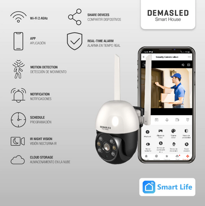 Cámara Smart WIFI Demasled. HD de exterior, 1080P, IP33