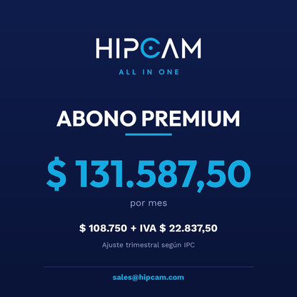 Abono HIPCAM Premium $131.587,50 por mes
