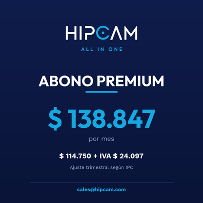 Abono HIPCAM Premium $131.587,50 por mes
