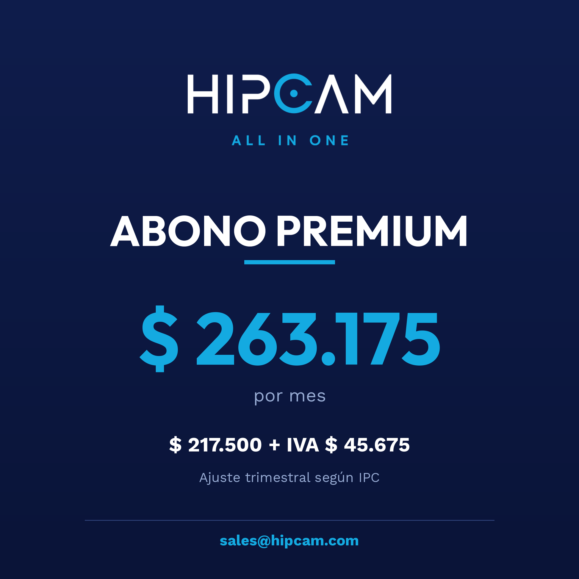 Abono HIPCAM Premium $263.175 por mes
